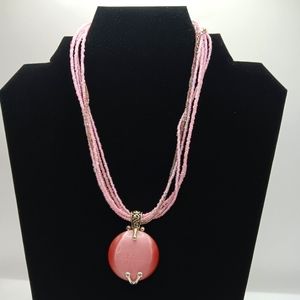 Vintage Premier Designs Necklace Women's Fashion Jewelry Chery Quartz Pink Beads
